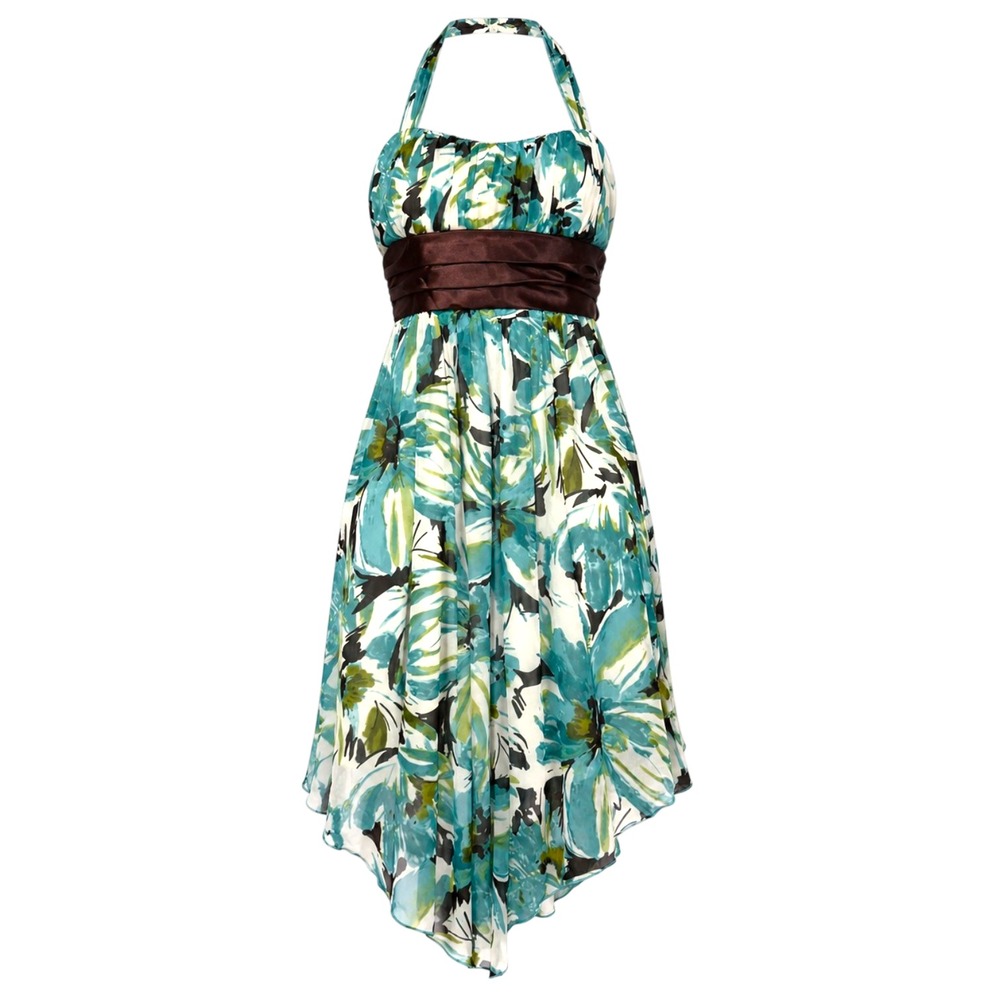 Y2K Coastal Chic Halter Dress Womens Medium Resortcore Milkmaid Euro Summer